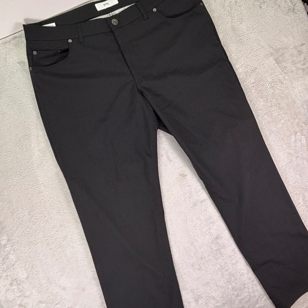 Brax Men's Pants Size 40/32 Black Cooper Fancy Regular Fit Wool Blend Stretch
